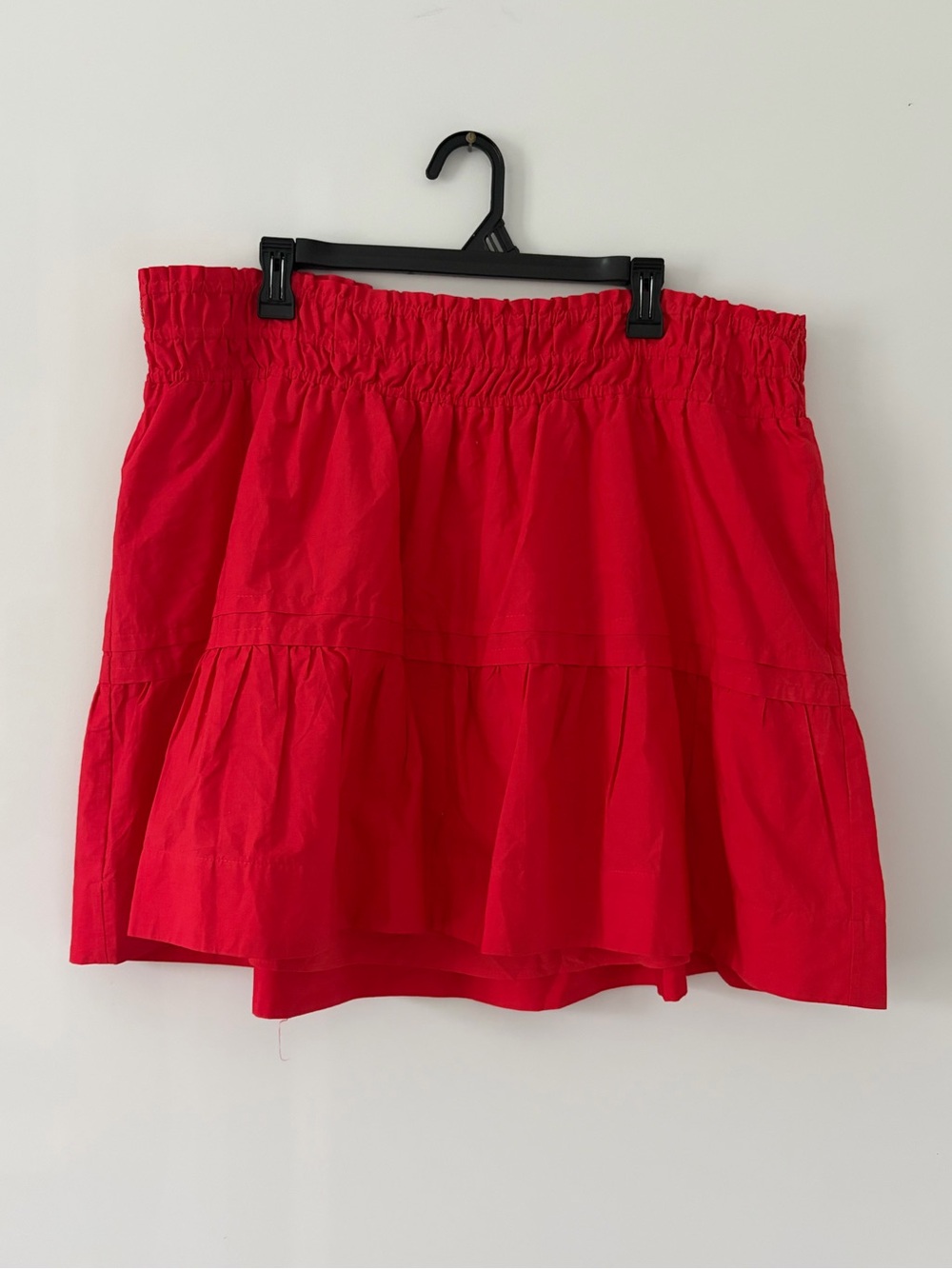 Anthropologie Maeve Red Smocked Waist Cotton Tiered Mini Skirt NWT 2X